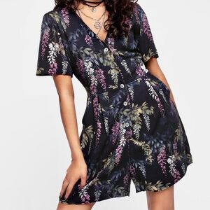 NWT Disturbia Wisteria Floral Print Button Up ROMPER.